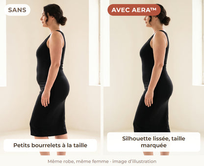 Sans et avec le Body Taille de Guêpe sous une robe (illustration)